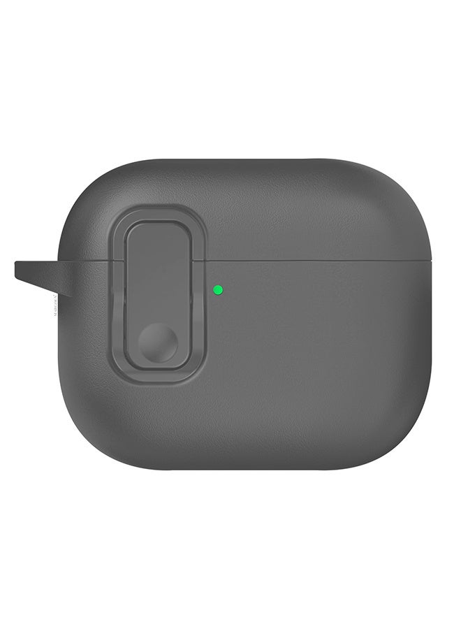 مارجون AirPods Pro 3 Leather Case with Snap Closure and Integrated Keychain - Protective Case grey - Image 3
