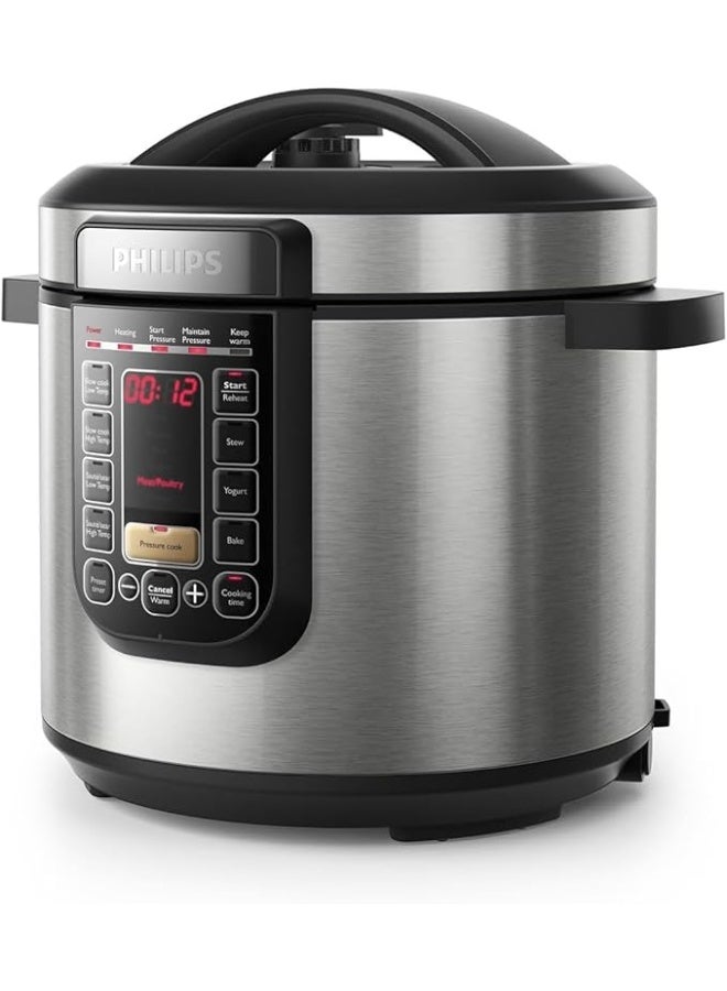 فيليبس Philips Viva Collection HD2237/73 - All-in-One Multicooker, 1300W, 6L, Heats 25% Faster, ProCeramic+ Anti-Scratch Pot, 9 Safety Protection Systems, 7 Pressure Cooking Modes, Slow Cook Up to 12 Hours 6 L 1300 W HD2237/73 SILVER - Image 1