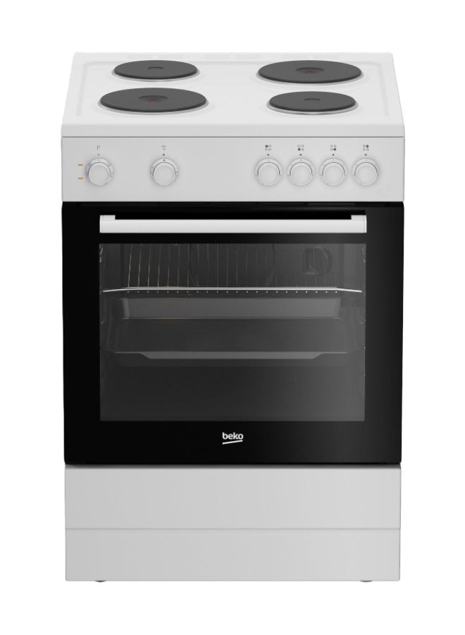 Beko Electric Cooker 60x60 Cm, 4 HP White Metal Toplid, LED Indicator, Grill FBS66000W White - Image 1