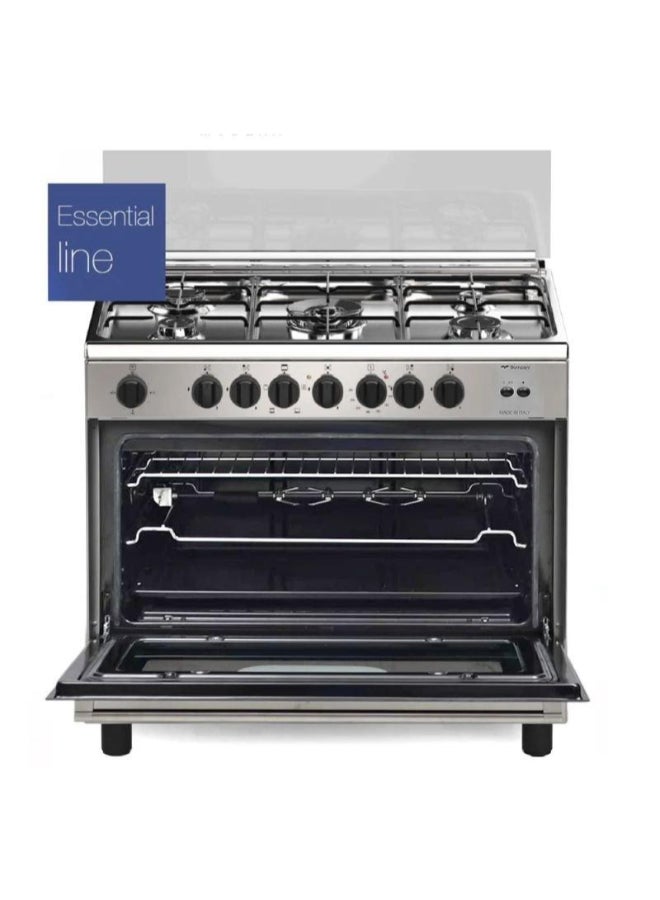 بومباني موقد غاز 90x60 سم، أمان كامل، فولاذ مقاوم للصدأ - Image 4