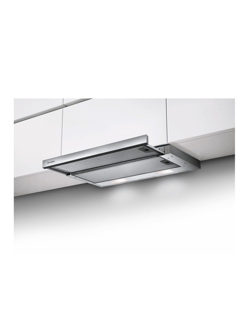 فابر Kitchen Cooker Hood, 60 cm Under-cabinet, 420 m³/h Suction Power, 3-Speed, LED Lighting, Metal Aluminum, FLEXA NG HIP AM/X A60 ( Made in Turkey ) 140 W 315.0635.133 Metallized Aluminum With  Stainless Steel Front - Image 2