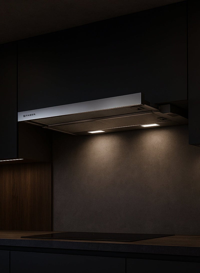 فابر Kitchen Cooker Hood, 60 cm Under-cabinet, 420 m³/h Suction Power, 3-Speed, LED Lighting, Metal Aluminum, FLEXA NG HIP AM/X A60 ( Made in Turkey ) 140 W 315.0635.133 Metallized Aluminum With  Stainless Steel Front - Image 4