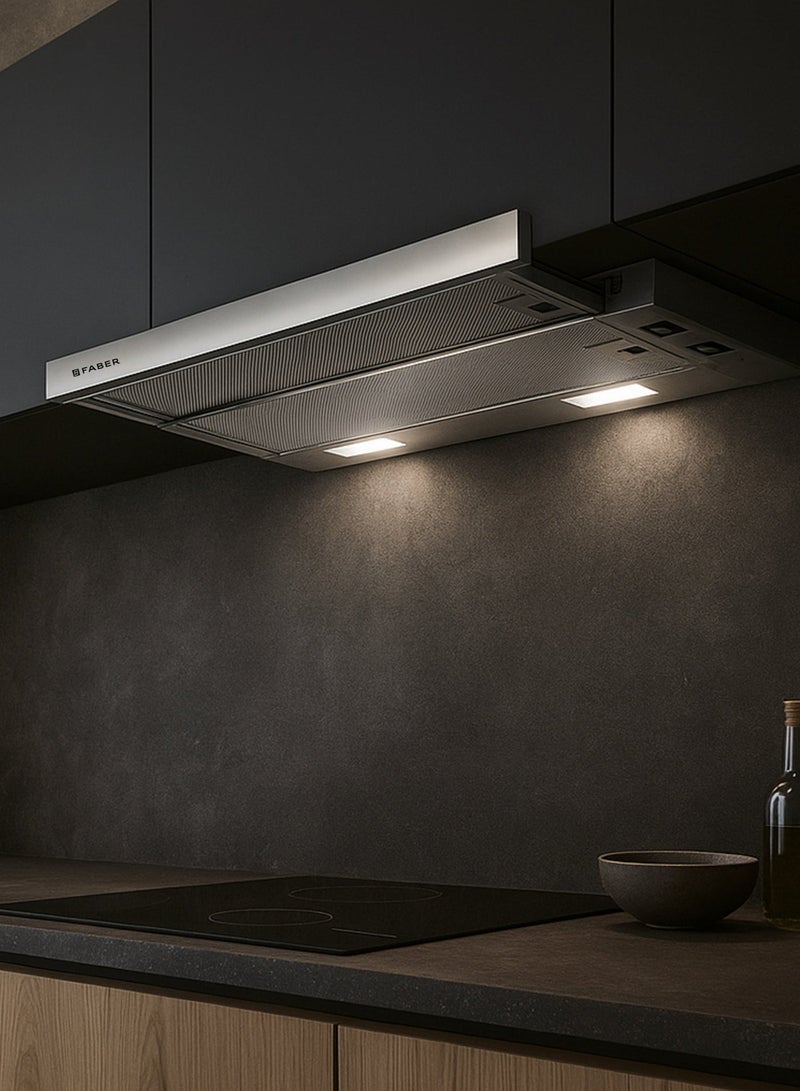 فابر Kitchen Cooker Hood, 60 cm Under-cabinet, 420 m³/h Suction Power, 3-Speed, LED Lighting, Metal Aluminum, FLEXA NG HIP AM/X A60 ( Made in Turkey ) 140 W 315.0635.133 Metallized Aluminum With  Stainless Steel Front - Image 5