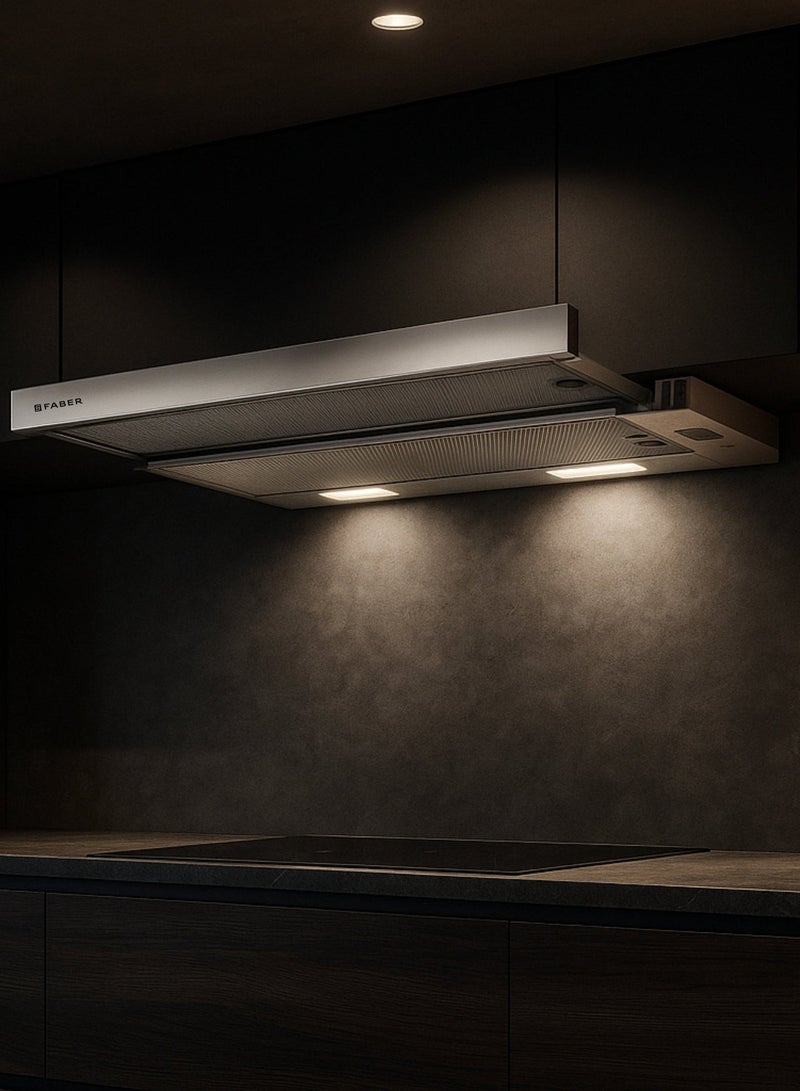 فابر Kitchen Cooker Hood, 60 cm Under-cabinet, 350 m³/h Suction Power, 3-Speed, LED Lighting, FLEXA NG AM/X A60 ( Made in Turkey ) 140 W 315.0635.104 Metallized Aluminum With  Stainless Steel Front - Image 5