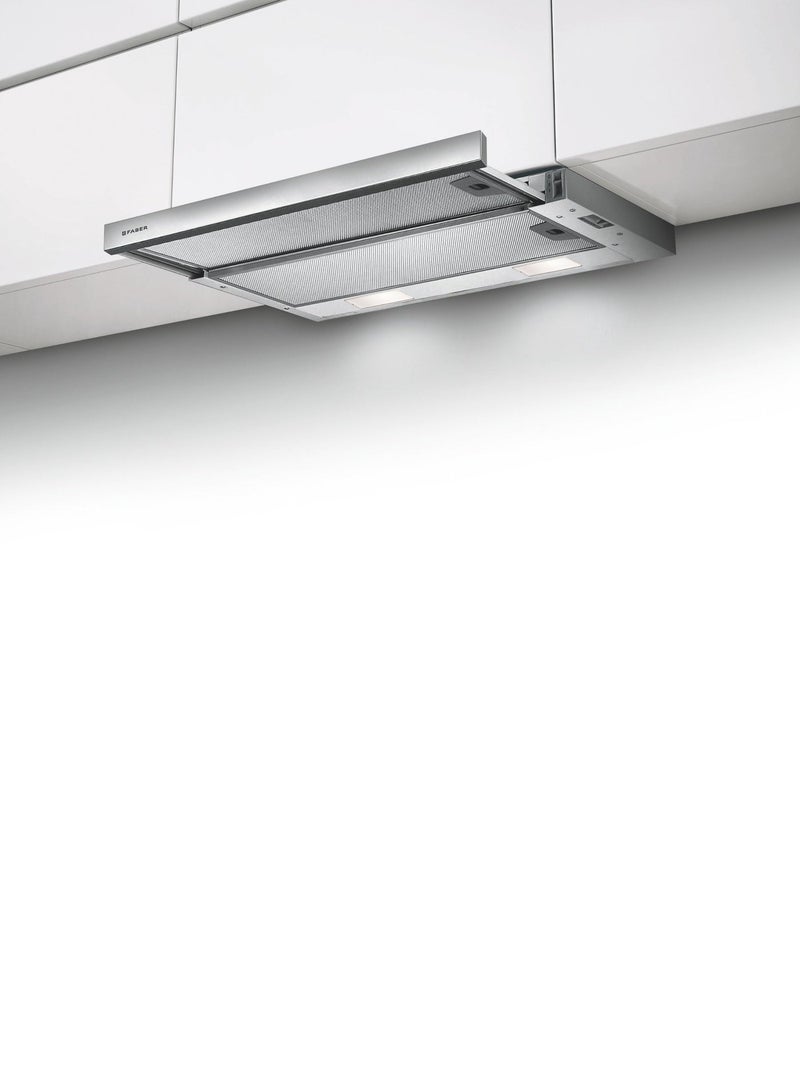 فابر Kitchen Cooker Hood, 60 cm Under-cabinet, 350 m³/h Suction Power, 3-Speed, LED Lighting, FLEXA NG AM/X A60 ( Made in Turkey ) 140 W 315.0635.104 Metallized Aluminum With  Stainless Steel Front - Image 3