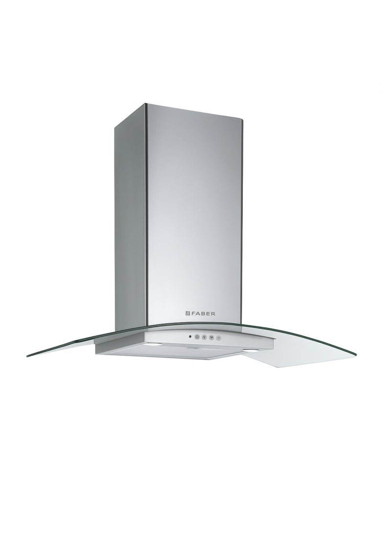 فابر Kitchen Cooker Hood, 90 cm T-Shape Curved Wall-Mount,  420  m³/h Suction Power, 3-Speed, LED Lighting, Stainless Steel/Glass, RAY SRM LED X/V NS A90 ( Made in Italy ) 115 W 325.0617.051 Stainless Steel/Glass - Image 2