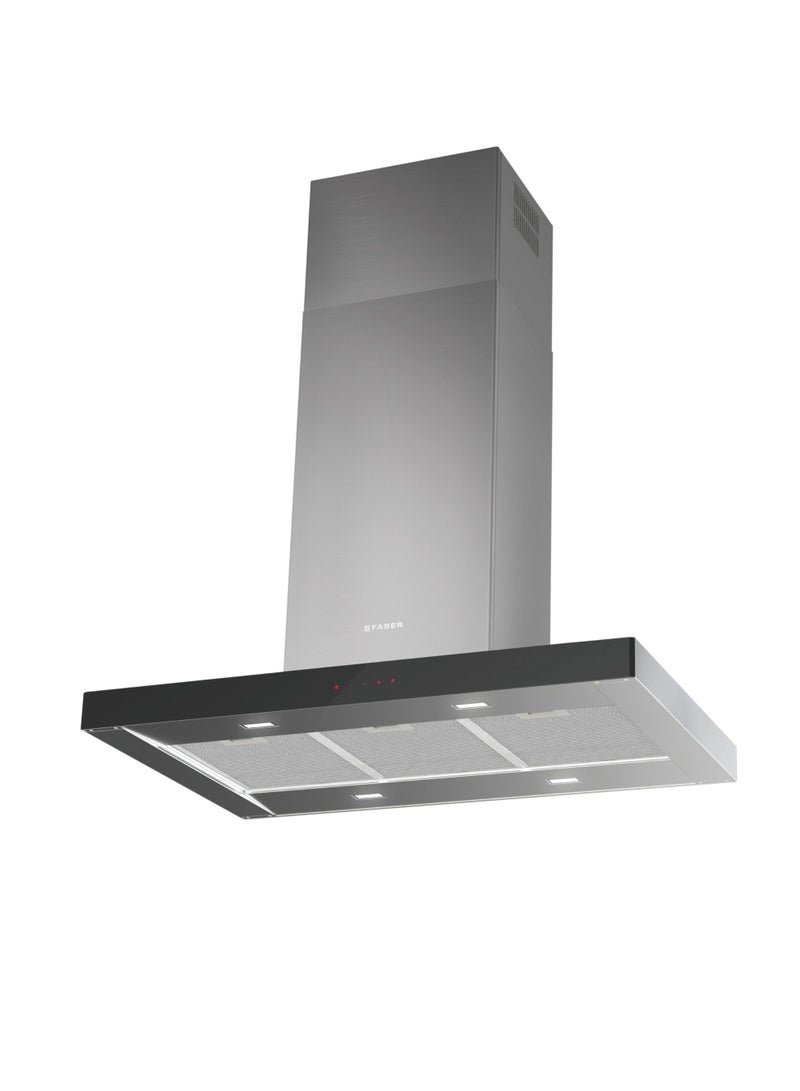فابر Kitchen Cooker Hood, 90 cm Island, 710 m³/h Suction Power,3 Speed Settings + Intensive Mode T-shape Design, Touch Control,  LED Lights, Stainless Steel & Black Glass,  STILO GLASS SMART ISOLA A90/2 ( 𝗠𝗮𝗱𝗲 𝗶𝗻 𝗜𝘁𝗮𝗹𝘆 ) 250 W 325.0618.802 Stainless Steel Silver - Image 3
