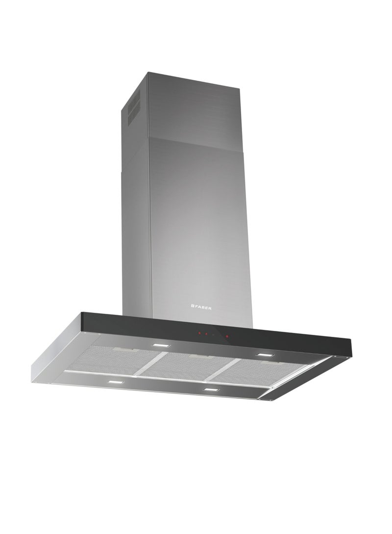 فابر Kitchen Cooker Hood, 90 cm Island, 710 m³/h Suction Power,3 Speed Settings + Intensive Mode T-shape Design, Touch Control,  LED Lights, Stainless Steel & Black Glass,  STILO GLASS SMART ISOLA A90/2 ( 𝗠𝗮𝗱𝗲 𝗶𝗻 𝗜𝘁𝗮𝗹𝘆 ) 250 W 325.0618.802 Stainless Steel Silver - Image 4