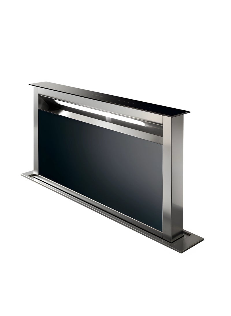 فابر Kitchen Cooker Hood, 90 cm Downdraft, 720 m³/h Suction Power,  4 Speed Settings + 1 intensive, LED Lighting, Stainless Steel/Black Glass, FABULA PLUS EV8+ BK A90 ( Made in Italy ) 250 W 340.0492.566 Stainless Steel / Black Glass - Image 2