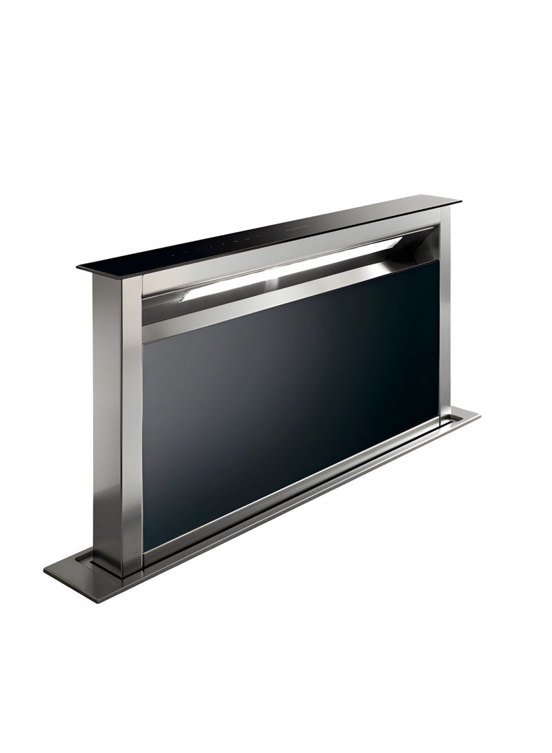 فابر Kitchen Cooker Hood, 90 cm Downdraft, 720 m³/h Suction Power,  4 Speed Settings + 1 intensive, LED Lighting, Stainless Steel/Black Glass, FABULA PLUS EV8+ BK A90 ( Made in Italy ) 250 W 340.0492.566 Stainless Steel / Black Glass - Image 3