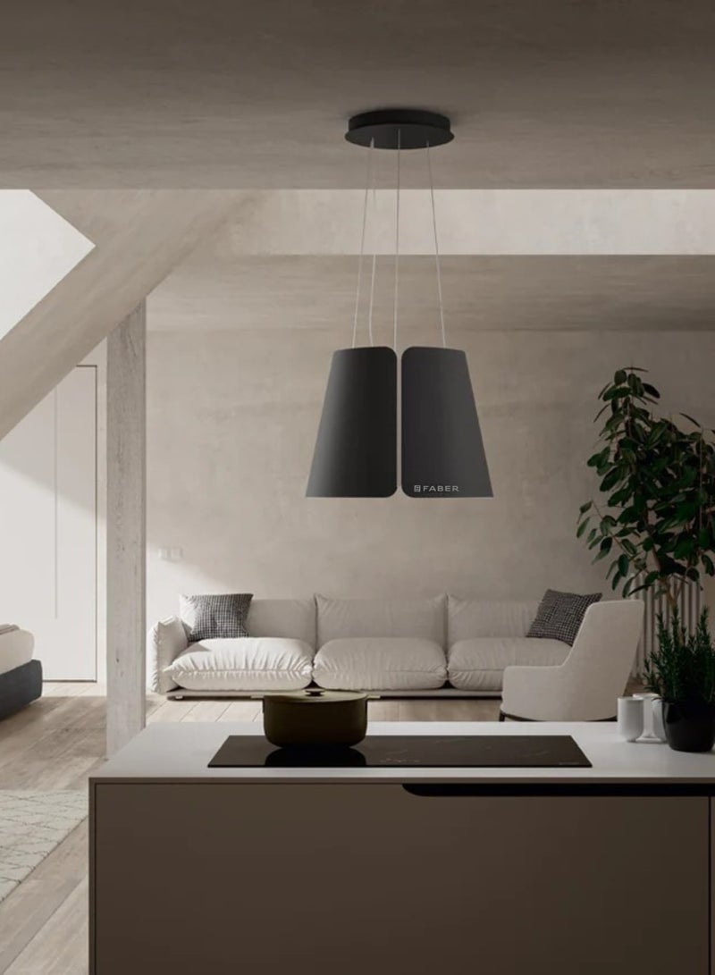 فابر Island Cooker Hood, 45 cm Suspended Decorative, 740 m³/h Suction Power,  3 Speed Settings + 1 Intensive, LED Lighting,  Stainless steel/Black matt , BEAT BK MATT F45 ( Made in Italy ) 270 W 345.0612.337 Matte Black - Image 5