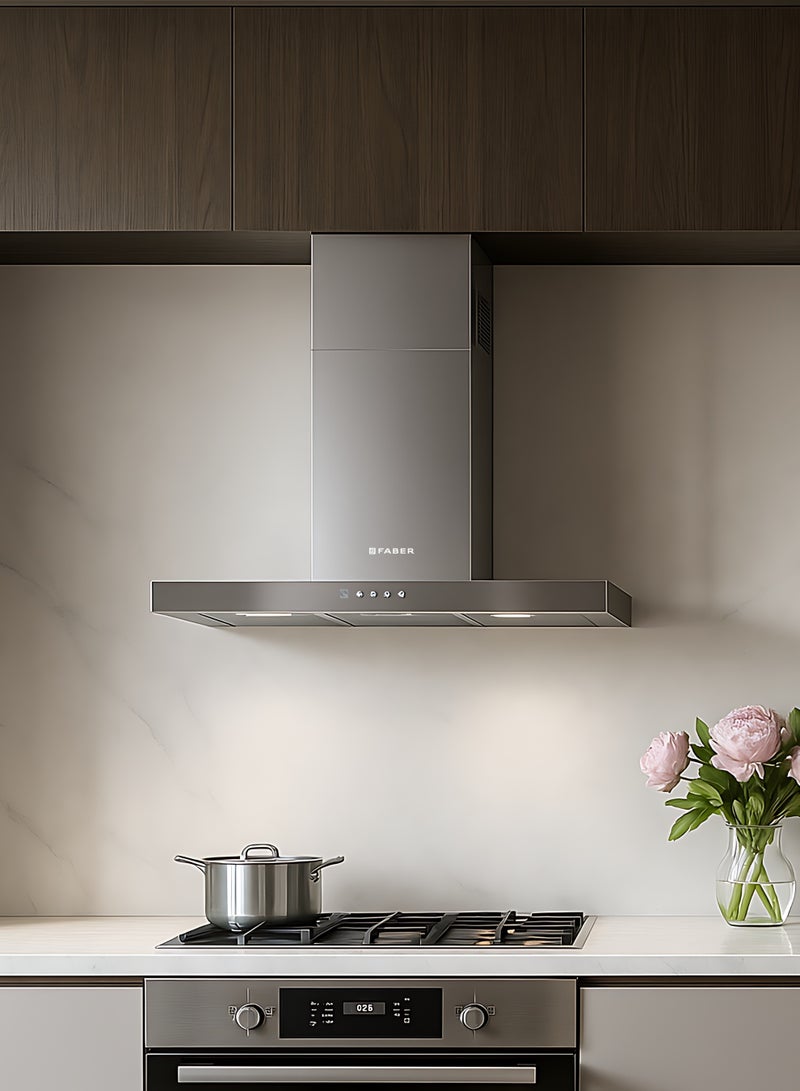 فابر Kitchen Cooker Hood, 90 cm Wall-Mount T-Shape, 430 m³/h Suction Power, 3 Speed Settings, LED Lighting, Stainless Steel, STILO SMART X A90 ( Made in Italy ) 115 W 325.0615.635 Stainless Steel - Image 4