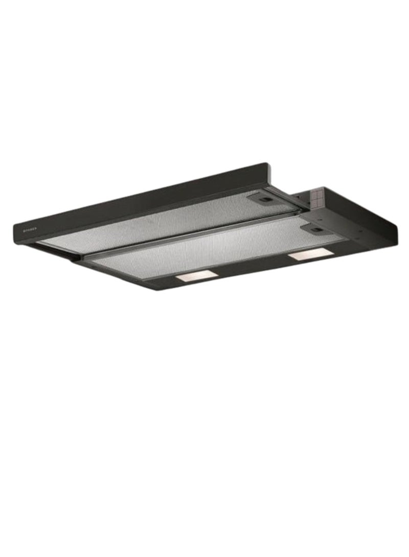 فابر Kitchen Cooker Hood, 60 cm Under-cabinet, 420 m³/h Suction Power, 3-Speed, LED Lighting, Black ,FLEXA NG HIP BK A60 ( Made in Turkey ) 140 W 315.0635.109 Metallic Aluminum With Black Front - Image 1
