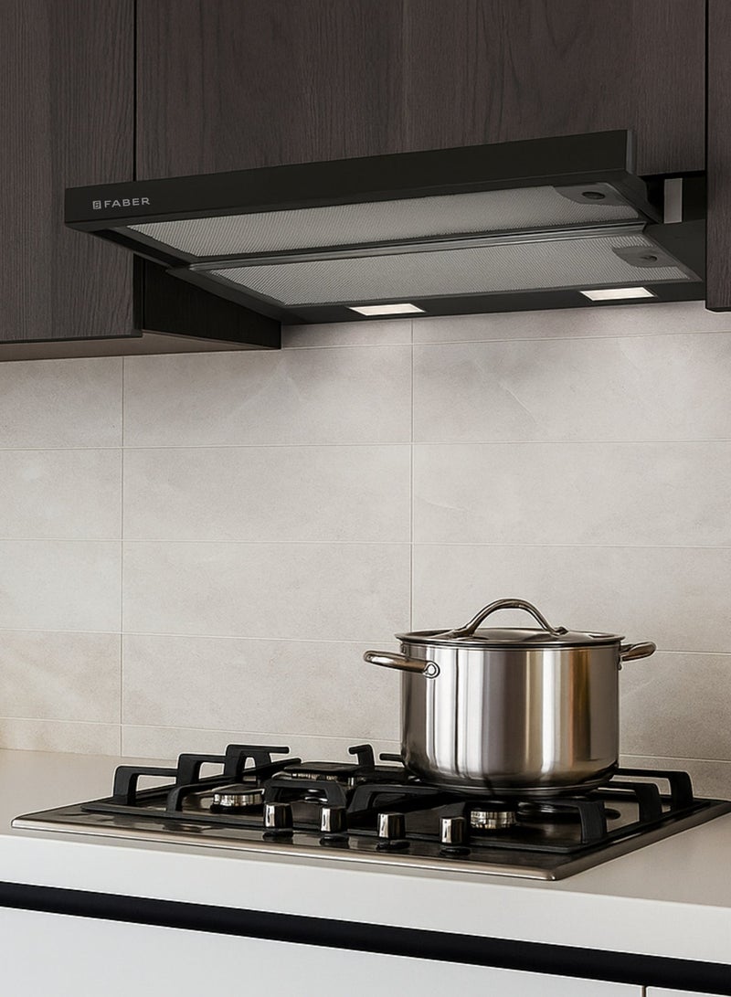 فابر Kitchen Cooker Hood, 60 cm Under-cabinet, 420 m³/h Suction Power, 3-Speed, LED Lighting, Black ,FLEXA NG HIP BK A60 ( Made in Turkey ) 140 W 315.0635.109 Metallic Aluminum With Black Front - Image 5