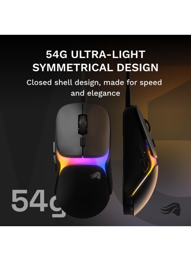 جلوريوس فأرة الألعاب السلكية المذهلة موديل O3 - وزن خفيف 54 جرام، مفاتيح بصرية 130 مليون نقرة، مستشعر BAMF 3.0 بدقة 30,000 DPI، تتبع 750 IPS، تسارع 50 جرام، تدعم جميع أنواع القبضة - أسود - Image 5