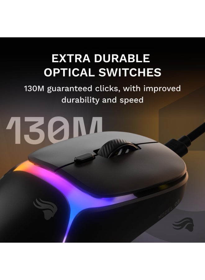 جلوريوس فأرة الألعاب السلكية المذهلة موديل O3 - وزن خفيف 54 جرام، مفاتيح بصرية 130 مليون نقرة، مستشعر BAMF 3.0 بدقة 30,000 DPI، تتبع 750 IPS، تسارع 50 جرام، تدعم جميع أنواع القبضة - أسود - Image 4