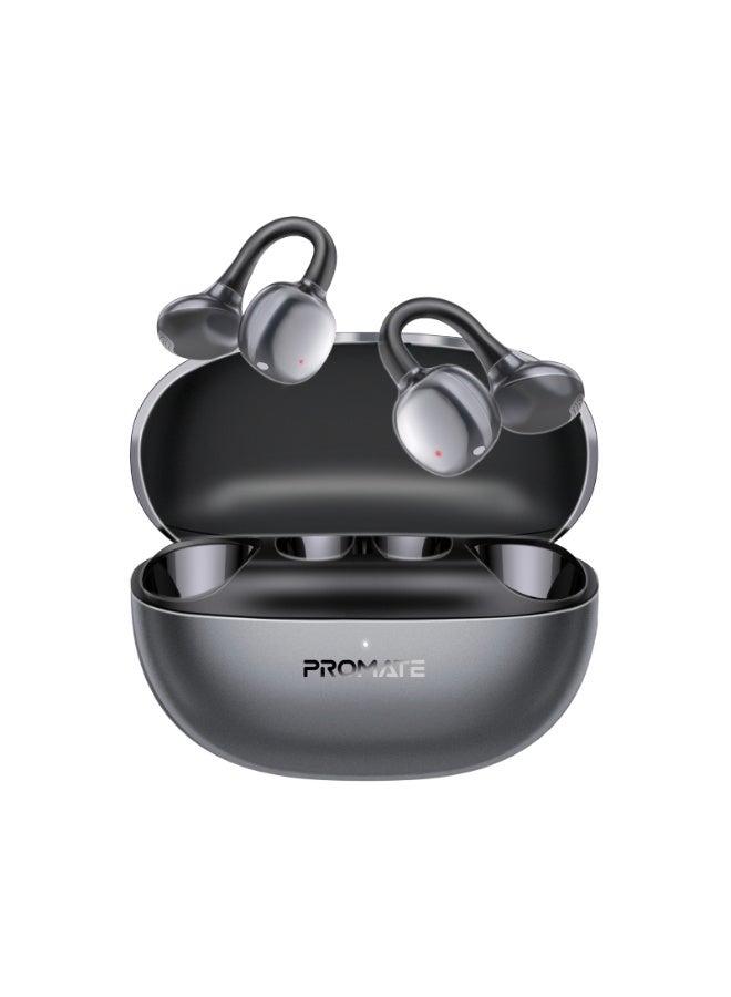بروميت سماعات أذن لاسلكية حقيقية من بروميت إير كليب-برو بتصميم مفتوح، تصميم OWS قابل للتعليق مع محركات 12 مم، بلوتوث 6.0 متعدد النقاط، تحكم باللمس IntelliTouch، ميكروفون واضح، بطارية 28 ساعة، مقاومة للعرق IPX4، علبة شحن آمنة - Image 2