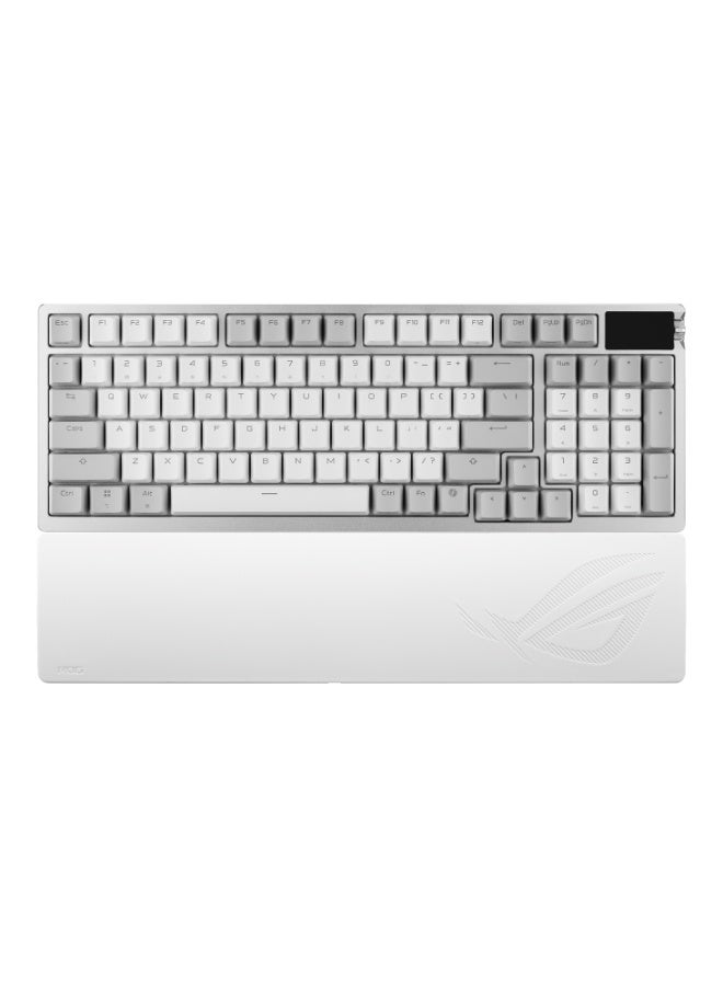 ASUS ROG Azoth 96 HE Wireless Gaming Keyboard – 96% Layout, Hot-Swappable HFX V2 Magnetic Hall Effect Switches, Adjustable Actuation, OLED Display, Tri-Mode Connectivity, RGB Per-Key Lighting, Gasket-Mounted, Metal Top, Detachable Wrist Rest, White | 90MP040H-BKCA10 White - Image 1