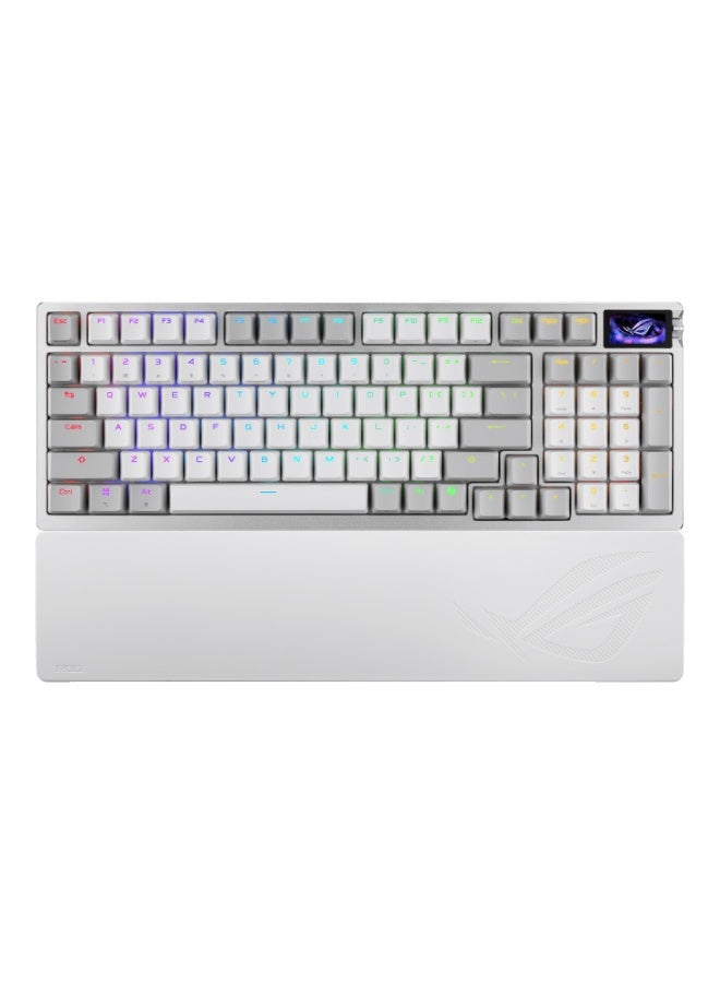 ASUS ROG Azoth 96 HE Wireless Gaming Keyboard – 96% Layout, Hot-Swappable HFX V2 Magnetic Hall Effect Switches, Adjustable Actuation, OLED Display, Tri-Mode Connectivity, RGB Per-Key Lighting, Gasket-Mounted, Metal Top, Detachable Wrist Rest, White | 90MP040H-BKCA10 White - Image 2