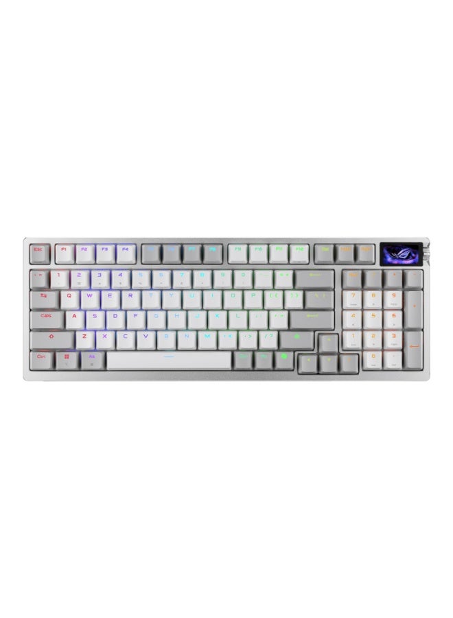 ASUS ROG Azoth 96 HE Wireless Gaming Keyboard – 96% Layout, Hot-Swappable HFX V2 Magnetic Hall Effect Switches, Adjustable Actuation, OLED Display, Tri-Mode Connectivity, RGB Per-Key Lighting, Gasket-Mounted, Metal Top, Detachable Wrist Rest, White | 90MP040H-BKCA10 White - Image 3