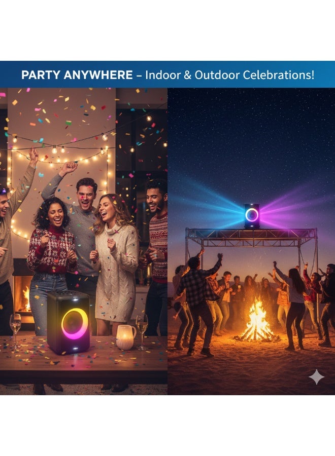 فيليبس Speaker Bluetooth PartyBox TAX3206/98 – 40W RMS (Up to 80W Plugged-In), 14H Battery,Party Lights, Karaoke & Guitar Input black - Image 4