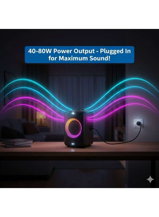 فيليبس Speaker Bluetooth PartyBox TAX3206/98 – 40W RMS (Up to 80W Plugged-In), 14H Battery,Party Lights, Karaoke & Guitar Input black - Image 5