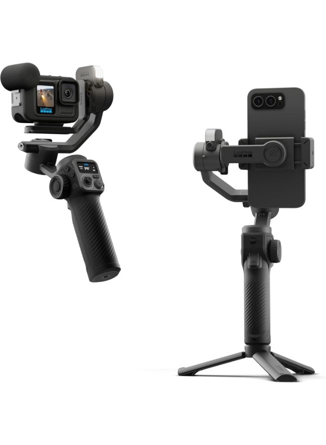 جو برو مثبت جيمبال متعدد الأجهزة Fluid Pro AI، تتبع الموضوع بالذكاء الاصطناعي، ضوء ملء مدمج لكاميرات GoPro والهواتف الذكية - Image 1