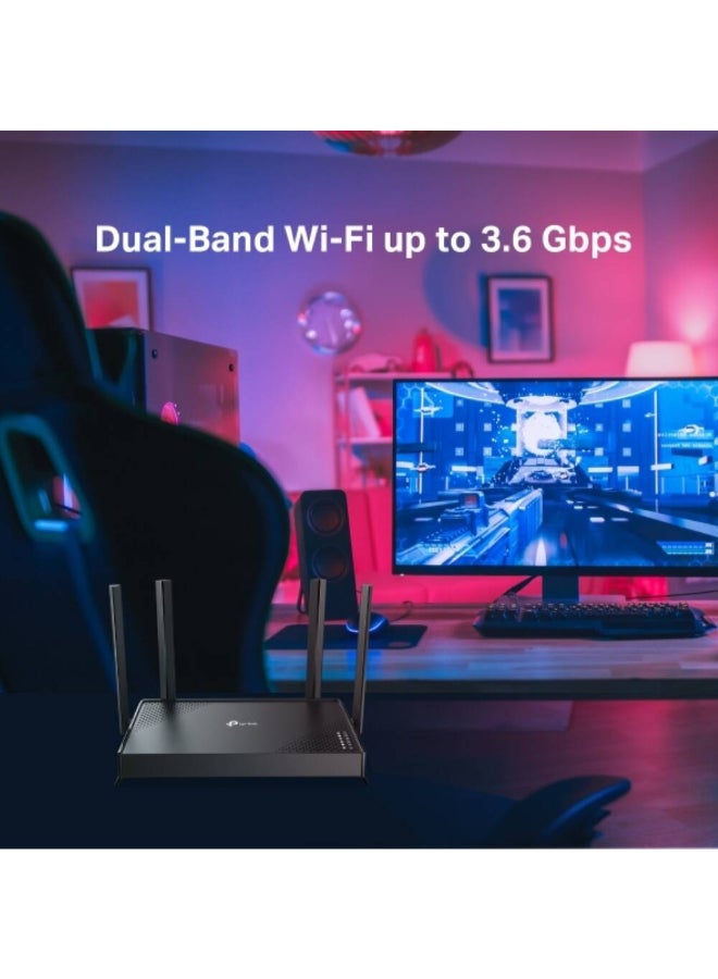 Archer BE220, BE3600 Dual-Band Wi-Fi 7 Router, TP-Link BE3600 WiFi 7 Dual-Band Wireless Router, Up to 3.6Gbps Speeds, Full Gigabit WAN/LAN Ports, 4 External Antennas, EasyMesh | Archer BE220 Black - view 5