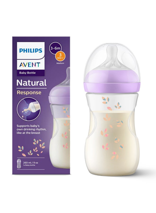 NATURAL 3.0 FEEDING BOTTLE DECO 260ML X1 PURPLE/GREEN - Image 2