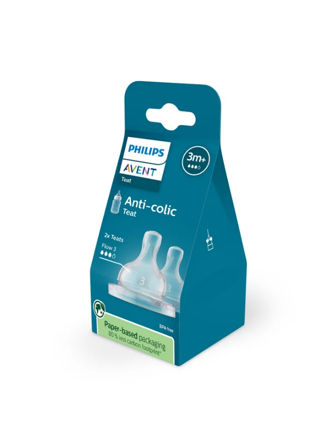 Philips Avent لهايات فيليبس أفينت لمكافحة المغص تدفق  لعمر  أشهر فأكثر عبوة من قطعتين