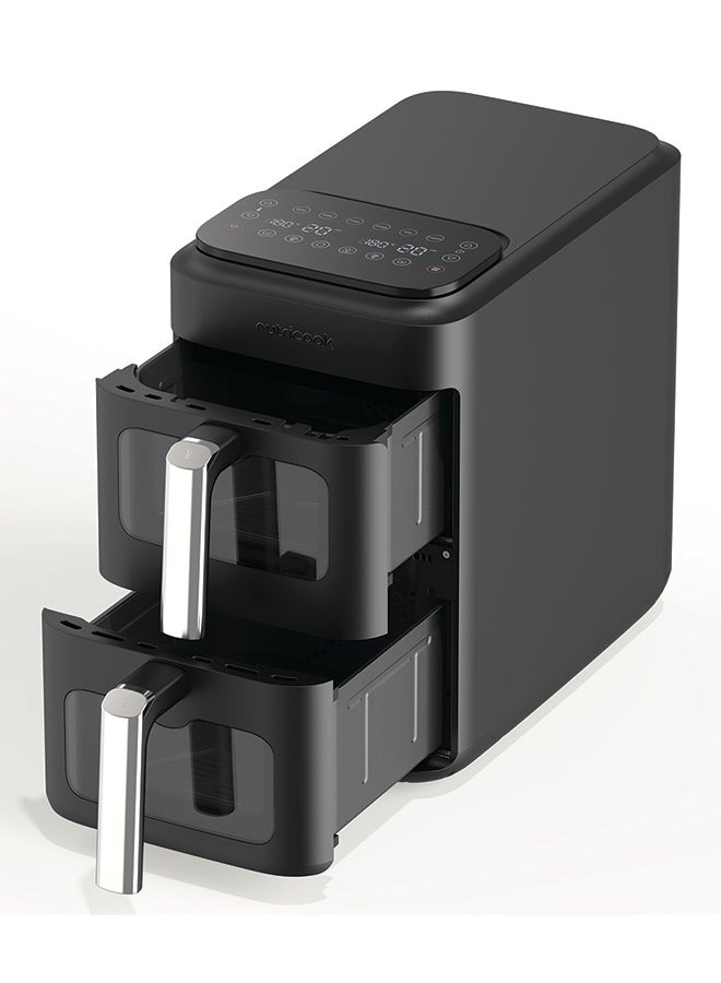 نيوتري كوك Dual Basket Vertical Air Fryer with Window, Sync Finish & Dual Cook, 6 Preset Programs + Manual Mode, 4-Layer Cooking with Racks, Top Heating Coils, Space-Saving Stacked Design, NC-AFDS330, Black 9.6 L 2700 W AFDS330 Black - Image 5