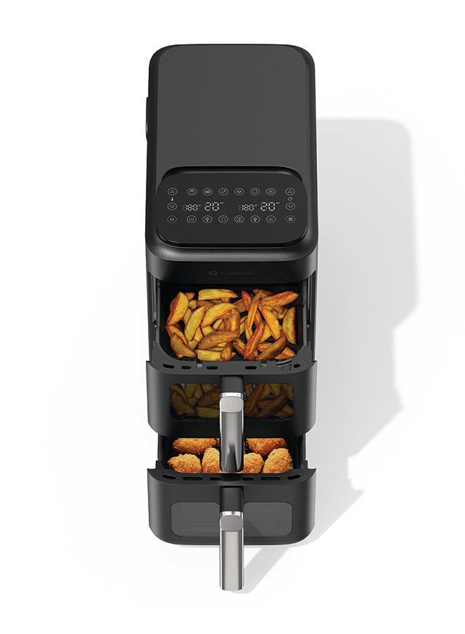 نيوتري كوك Dual Basket Vertical Air Fryer with Window, Sync Finish & Dual Cook, 6 Preset Programs + Manual Mode, 4-Layer Cooking with Racks, Top Heating Coils, Space-Saving Stacked Design, NC-AFDS330, Black 9.6 L 2700 W AFDS330 Black - Image 4