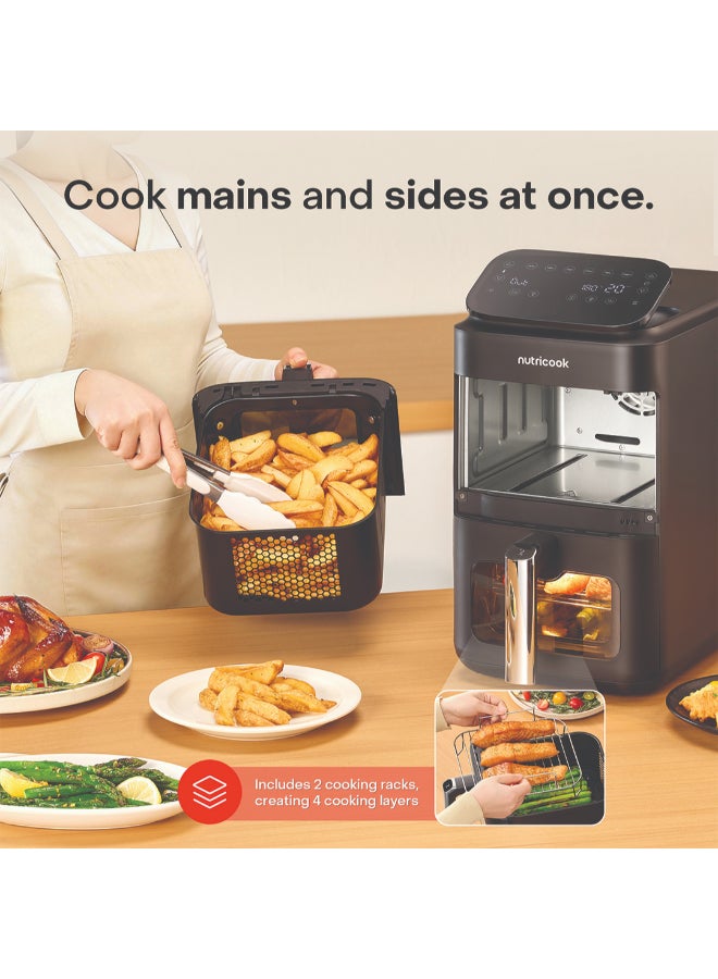nutricook Dual Basket Vertical Air Fryer with Window, Sync Finish & Dual Cook, 6 Preset Programs + Manual Mode, 4-Layer Cooking with Racks, Top Heating Coils, Space-Saving Stacked Design, NC-AFDS330, Black 9.6 L 2700 W NC-AFDS330 Black - Image 5