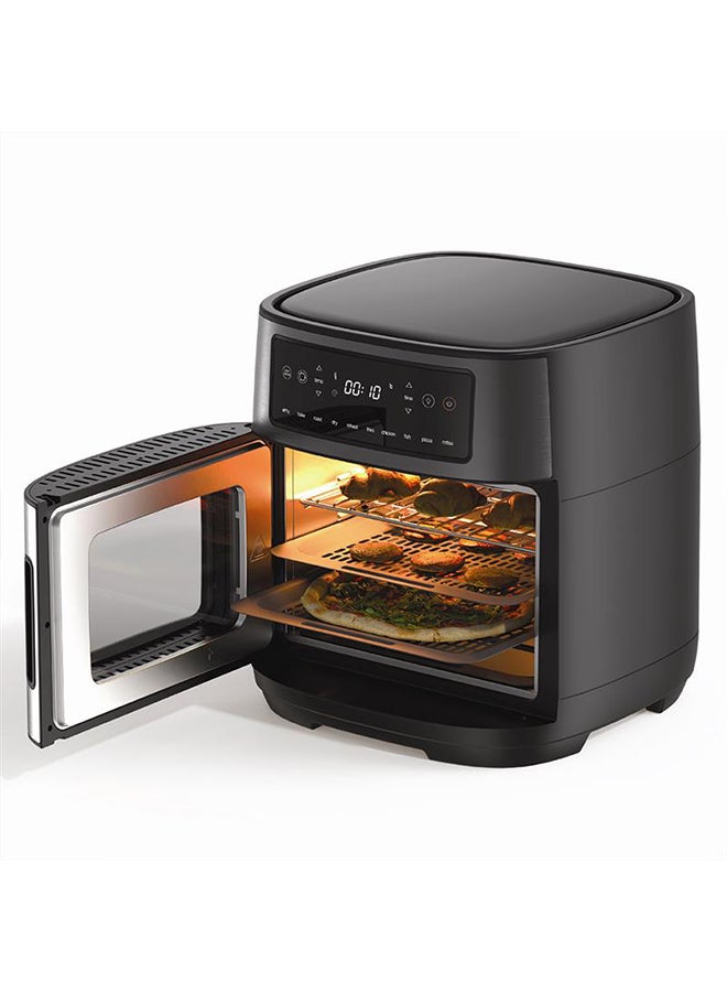 نيوتري كوك 12L Air Fryer Oven with Rotisserie, TwinCrisp Top & Bottom Heating, 10 Cooking Programs, Ceramic-Coated Trays, SS304 Accessories, Family Size Capacity, Removable Door, Easy Clean, Black/ Silver 12 L 1900 W AFO330 Black - Image 2