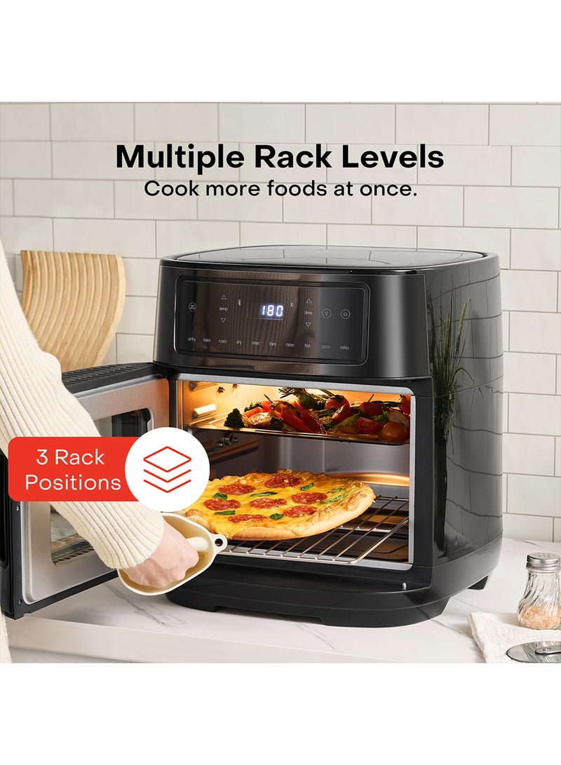 nutricook 12L Air Fryer Oven with Rotisserie, TwinCrisp Top & Bottom Heating, 10 Cooking Programs, Ceramic-Coated Trays, SS304 Accessories, Family Size Capacity, Removable Door, Easy Clean, Black/ Silver 12 L 1900 W NC-AFO330 Black - Image 3