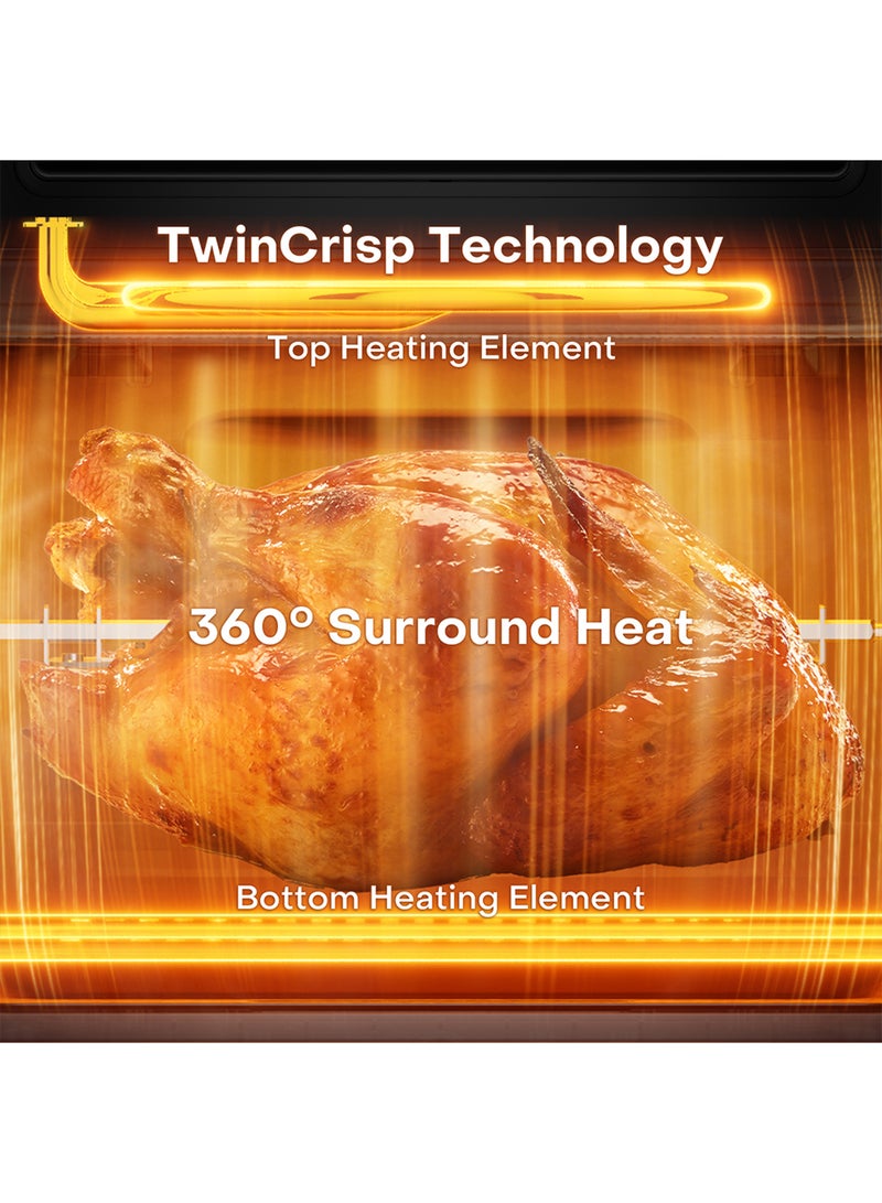 nutricook 12L Air Fryer Oven with Rotisserie, TwinCrisp Top & Bottom Heating, 10 Cooking Programs, Ceramic-Coated Trays, SS304 Accessories, Family Size Capacity, Removable Door, Easy Clean, Black/ Silver 12 L 1900 W NC-AFO330 Black - Image 2