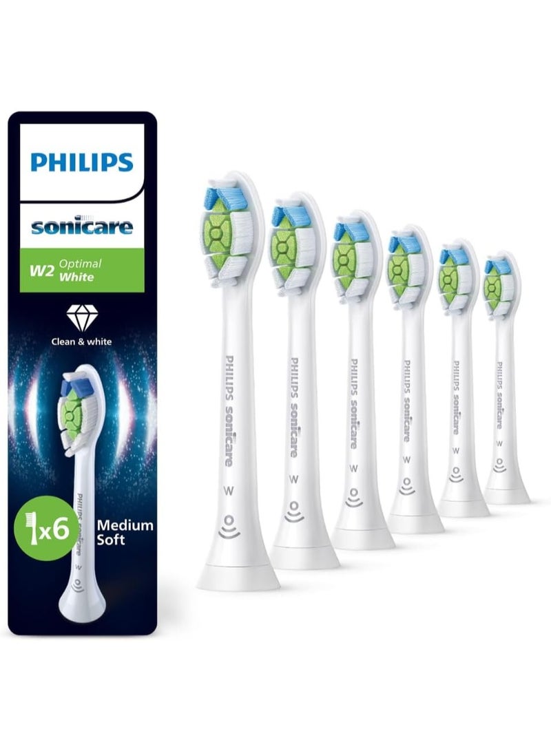 فيليبس رؤوس فرشاة فيليبس سونيكير W2 المثالية القياسية، قابلة للتثبيت، مزودة بتقنية BrushSync، عبوة من 6 بيضاء - HX6066/87 - Image 1