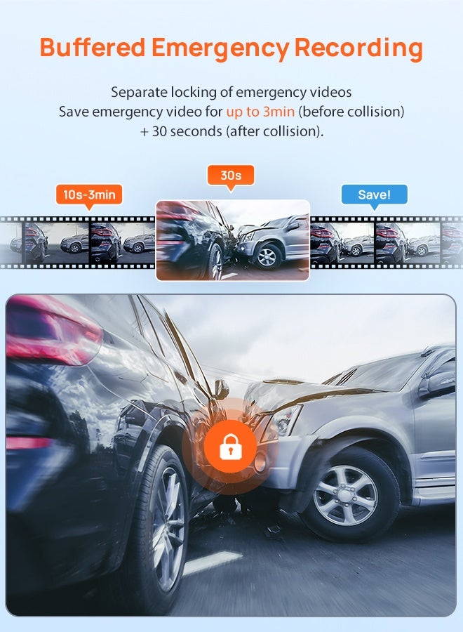 70mai A410-1 Dash Cam Front and Rear, 2.5K+1080P Dual Dash Camera with HDR, Super Night Vision, F1.55 Aperture, 24H Parking Mode, Built-in Wi-Fi & GPS, G-Sensor, Loop Recording - Image 5