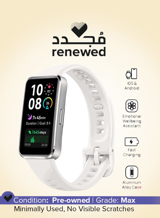 HUAWEI Renewed - Band 10 Smartwatch, Metallic Design, iOS Android White - Image 1