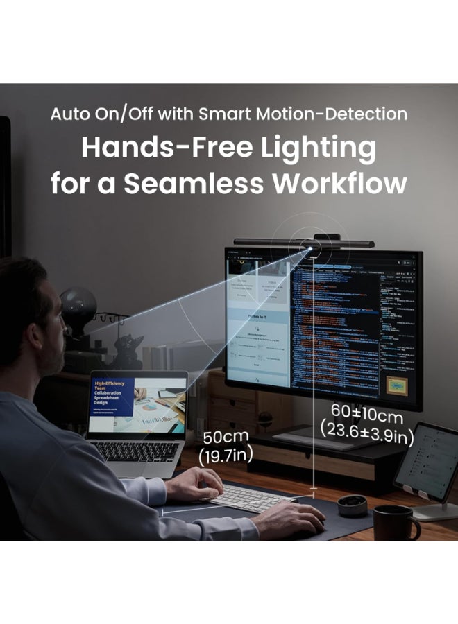 BenQ ScreenBar Halo 2 LED Monitor Light - Wireless Controller, Adjustable Brightness & Color Temperature, Eye-Care Light Bar, No Screen Glare, Space Saving, USB Powered - Black - Image 5