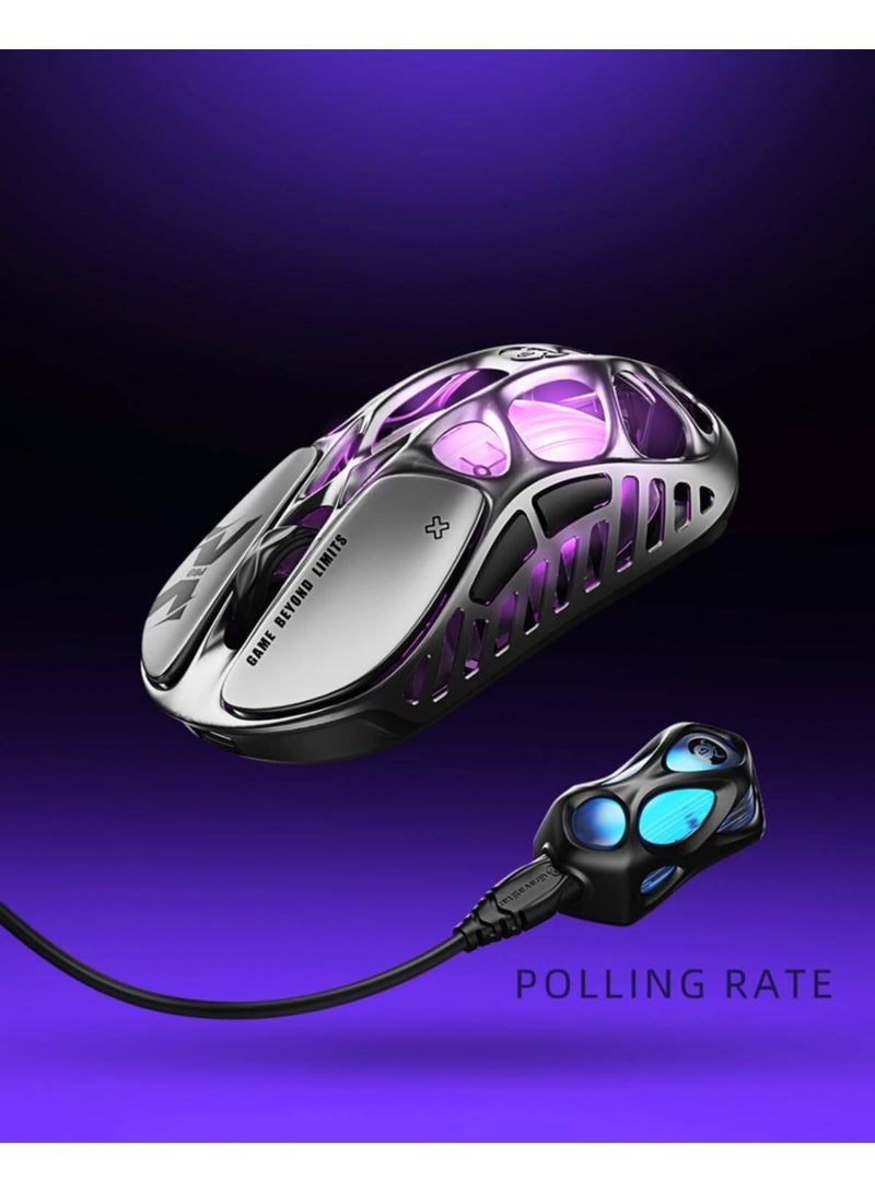 جرافا ستار ماوس الألعاب اللاسلكي Mercury X Pro، معدل استجابة 8K هرتز، دونجل، مستشعر PAW 3950، 32,000 DPI، هيكل مغنيسيوم خفيف الوزن 49 جرام، اتصال ثلاثي الوضع (2.4G / بلوتوث / سلكي)، إضاءة RGB، بطارية 110 ساعة، رمادي - Image 5