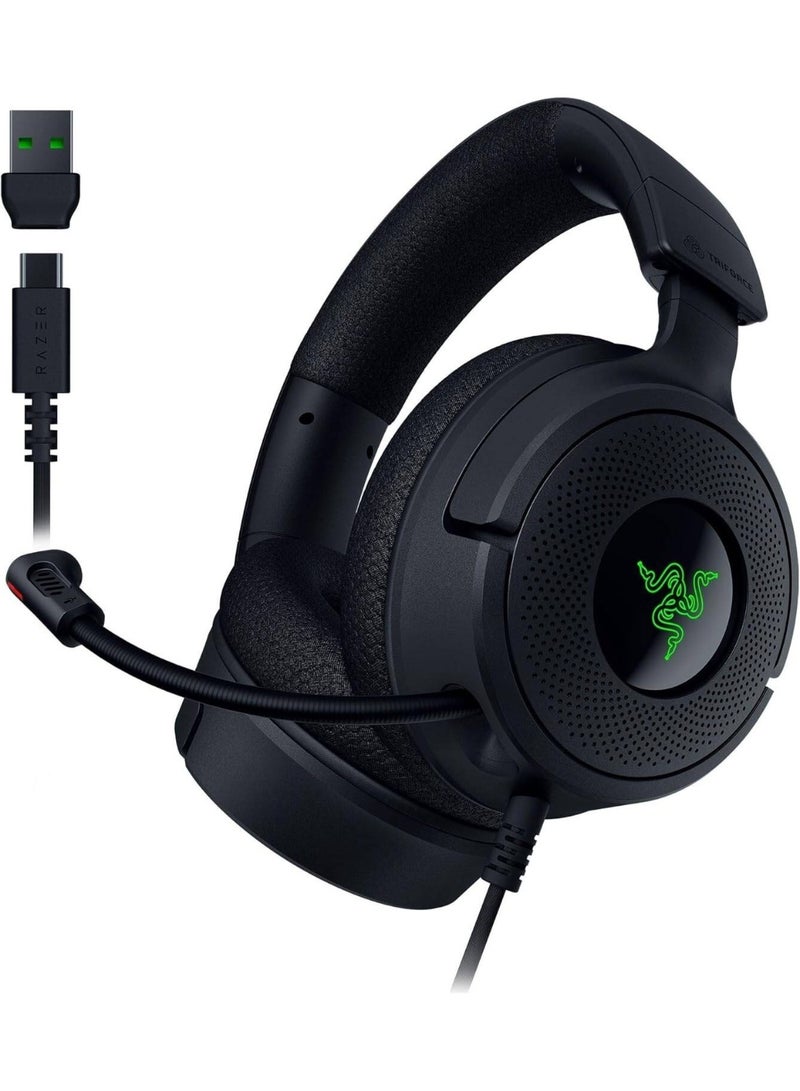 ريزر Kraken V4 X Wired Gaming Headset, 40mm TriForce Drivers, Retractable HyperClear Microphone, 7.1 Surround Sound, USB-C/USB-A Compatible, Hybrid Fabric & Leatherette Cushions, Over-Ear Comfort – Black | RZ04-05180100-R3U1 - Image 1