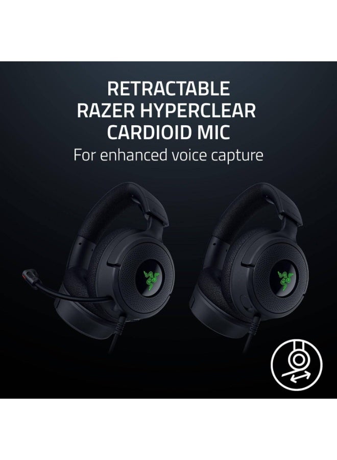 ريزر Kraken V4 X Wired Gaming Headset, 40mm TriForce Drivers, Retractable HyperClear Microphone, 7.1 Surround Sound, USB-C/USB-A Compatible, Hybrid Fabric & Leatherette Cushions, Over-Ear Comfort – Black | RZ04-05180100-R3U1 - Image 5