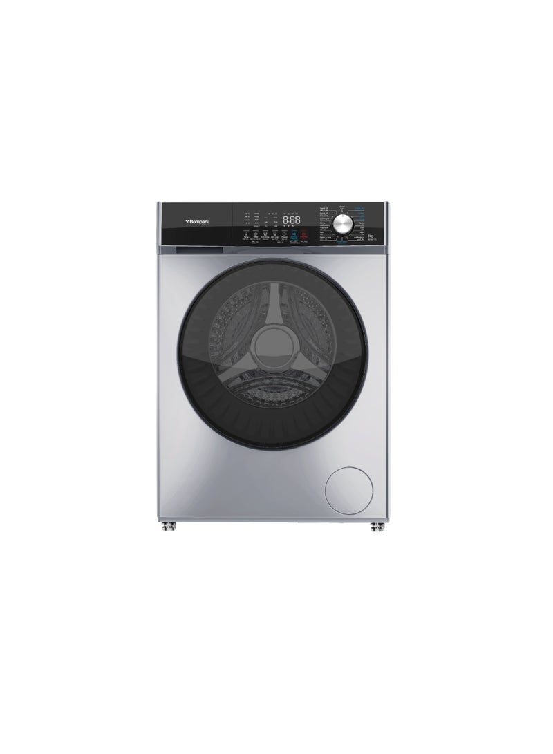 بومباني Bompani 10Kg Front Load Washing Machine BLDC Inverter Motor, 1400RPM, 16 Wash Programs, Touch & Knob Control, Stainless Steel Drum – BO3013S (1 Year Warranty) 10 kg 1900 W BO3013S Grey
