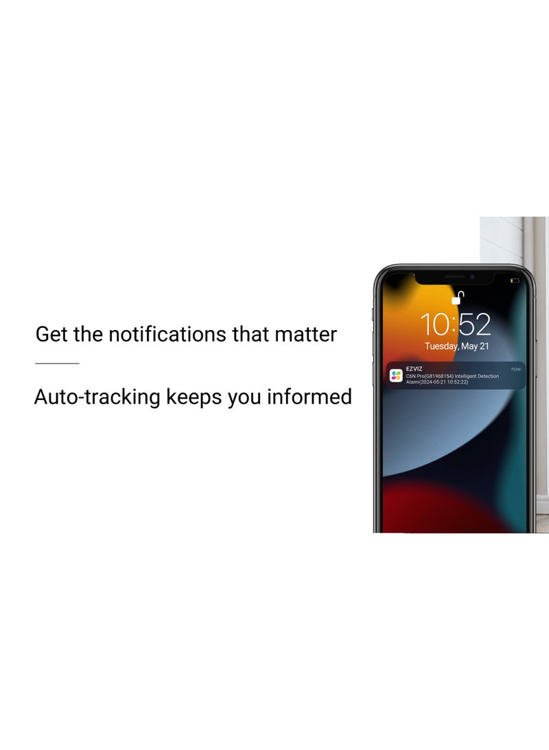 إيزفيز كاميرا أمان C6N برو، 2K، 3MP، كاميرا داخلية، مراقبة الأطفال، كاميرا واي فاي للمنزل مع تتبع الحركة الذكي، رؤية ليلية، مكالمات ثنائية الاتجاه مع زر اللمس، H_265، تعمل مع أليكسا - C6N برو 3MP أبيض - Image 5