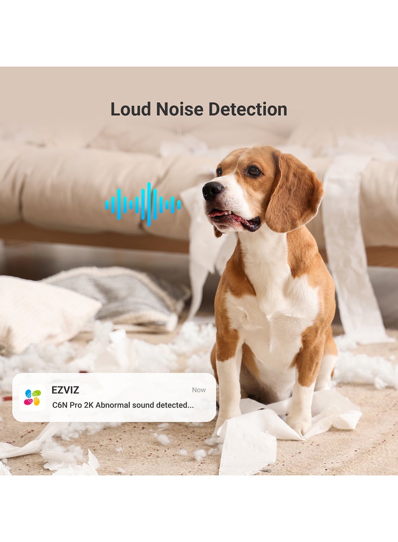 إيزفيز كاميرا أمان C6N برو، 2K، 3MP، كاميرا داخلية، مراقبة الأطفال، كاميرا واي فاي للمنزل مع تتبع الحركة الذكي، رؤية ليلية، مكالمات ثنائية الاتجاه مع زر اللمس، H_265، تعمل مع أليكسا - C6N برو 3MP أبيض - Image 3