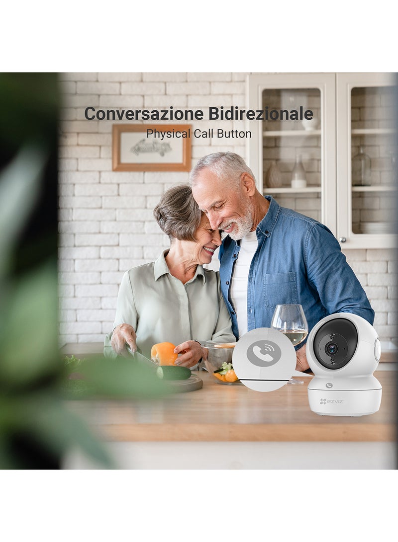 إيزفيز كاميرا أمان C6N برو، 2K، 3MP، كاميرا داخلية، مراقبة الأطفال، كاميرا واي فاي للمنزل مع تتبع الحركة الذكي، رؤية ليلية، مكالمات ثنائية الاتجاه مع زر اللمس، H_265، تعمل مع أليكسا - C6N برو 3MP أبيض - Image 2