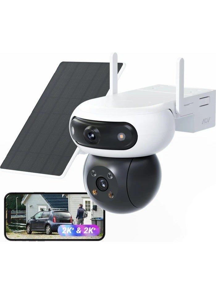 إيزفيز مجموعة كاميرا 2K+ و 2K+ ذات العدستين 4G+WiFi، لوحة شمسية 8W، دوران مزدوج، مقاومة للعوامل الجوية، بطارية 10400 مللي أمبير، كشف الشكل المدعوم بالذكاء الاصطناعي، تتبع ذكي، دفاع نشط - أبيض | CS-CB90x/SP - Image 1