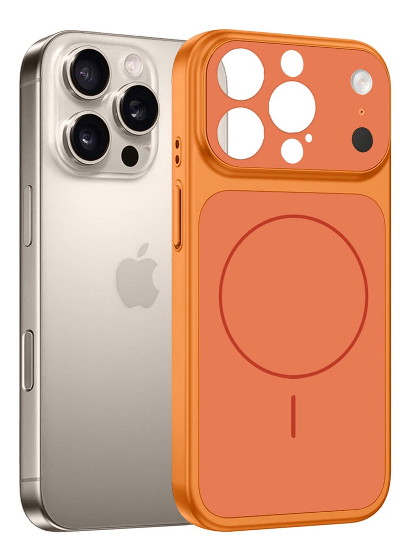 MARGOUN Magnetic Upgrade Case for iPhone 15 Pro Max – Convert to 17 Pro Max Look with Wireless Charging Support Cosmic Orange - Image 2