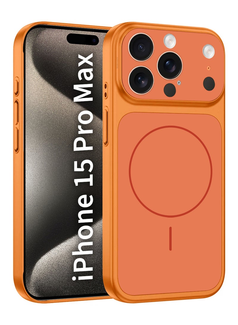 MARGOUN Magnetic Upgrade Case for iPhone 15 Pro Max – Convert to 17 Pro Max Look with Wireless Charging Support Cosmic Orange - Image 1